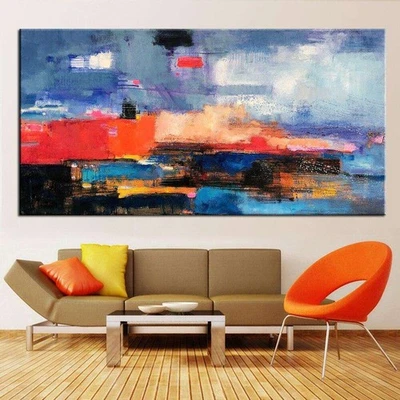 Abstract Colors Large Hand Painted Decorative Oil Painting Canvas - image 1 of 4