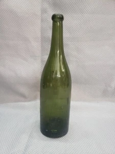 Antique Burgundy dip-mold tooled green glass wine bottle mid-late 1800's - Picture 1 of 13