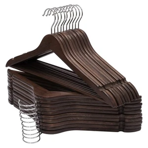 Solid Wooden Hangers 20 Pack, Wood Suit Hangers with Extra Smooth Finish, Pre... - Picture 1 of 9