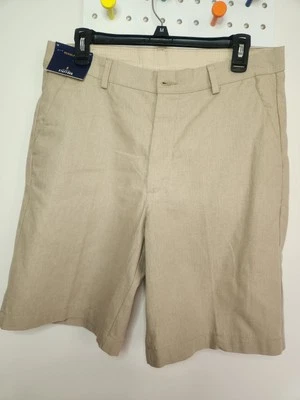 Stafford Men’s Regular Fit Flat Front Shorts Size 32 Stone Color NEW - Image 1 of 3