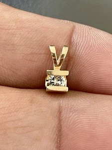 14KT GELBGOLD 0,20CT RUNDER DIAMANT SOLITÄR ANHÄNGER (L19) - Bild 1 von 6