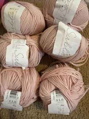LOT of 6  Balls Sublime Baby Cashmere Silk Dk Yarn #0001  SOFT PINK - Image 1 of 3