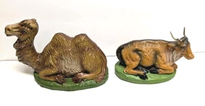 1960's Christmas Nativity Italy Resin Composite Paper Mache Bull Cow and Camel - Picture 1 of 7