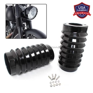 2Pcs Black Upper Fork Slider Cover For Harley Electra Road Glide Softail 86-2013 - Foto 1 di 15
