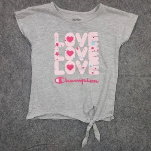 Champion Tie Front Graphic T-Shirt Girl 4T Love Sport Casual Play Logo Lounge - Picture 1 of 7