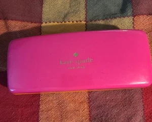 Kate Spade New York Sunglasses Eye Glasses Case Clam Shell Case Pink and Orange - Bild 1 von 5