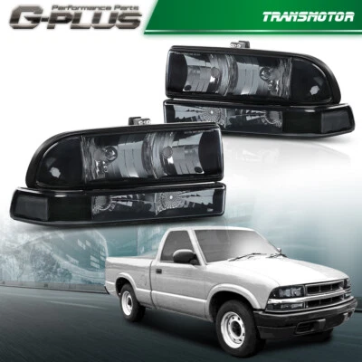 Black Housing Smoked Headlights Fit For 98-05 Chevy S10 Blazer Left+Right - Image 1 of 4