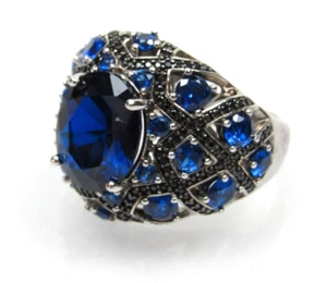 BBJ Lab gewachsener blauer Saphir 925 Sterlingsilber Statement-Ring Größe 8,75 JTV - Bild 1 von 7