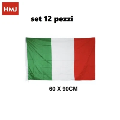 Set 12 Pezzi Bandiera Italia Italiana In Tessuto Misura 60x90cm hmj
