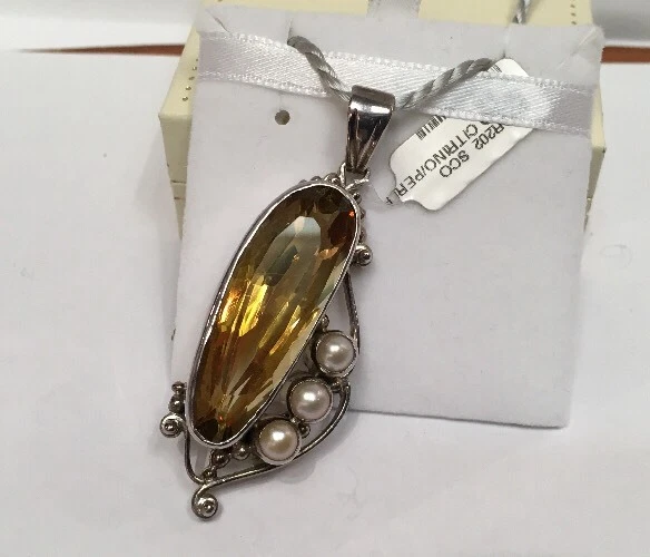 Ciondolo Argento,Citrino,Perle - Immagine 1 di 1