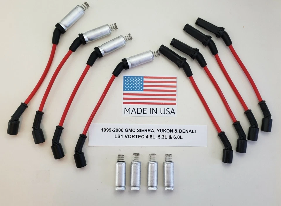 GMC YUKON SIERRA LS1 1999-06 Vortec 5,3 L 6,0 L rojo bujía cables + botas térmicas Foto 1 de 1