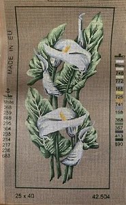 Printed needlepoint Gobelin 25x40 cm Cala lilies Canvas Only Gobelin L - Picture 1 of 4