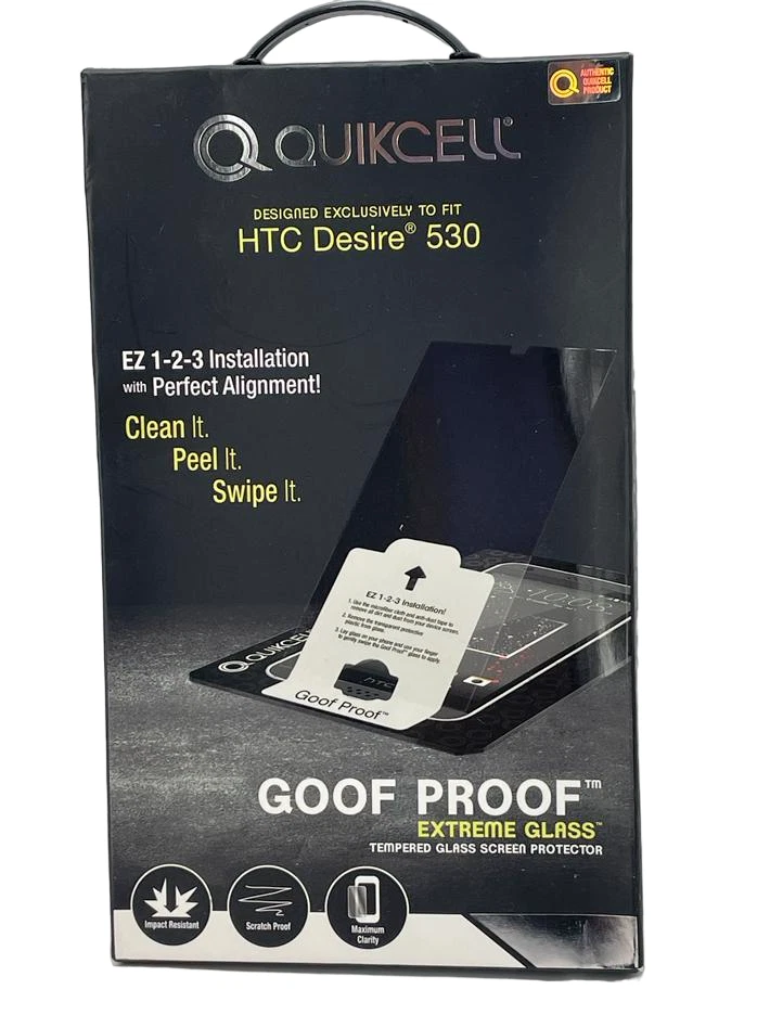 Protector de pantalla de vidrio extremo Quikcell HTC Desire 530 Goof Poof Foto 1 de 4