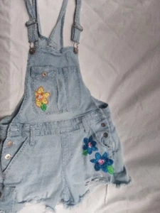 Womens Embroidered Bibbed Denim Shorts. Size Sm. - Picture 1 of 7