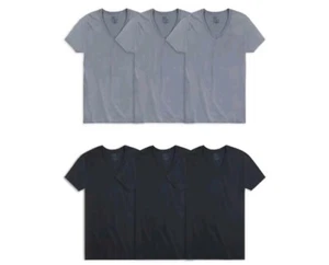 6Pack Eversoft Cotton Stay Tucked V-neck T-Shirt Men's Small Tag Free Black/Gray - Picture 1 of 5
