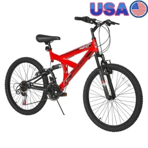 24 Inch 18 Speed Boys Mountain Bike Dual Suspension Shimano Brakes Adventure New - Picture 1 of 11