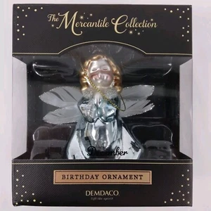 Demdaco Blown Glass December Angel Birthday Ornament The Mercantile Collection - Picture 1 of 11