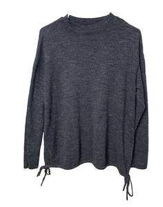 Pure J JILL Size L Mock Neck Boxy Side Ties Sweater Top Purejill Stretch Grey - Picture 1 of 6