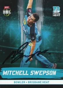 Tarjeta de cricket firmada 2016 2017 Brisbane Heat BBL Tap N Play - Mitchell Swepson - Imagen 1 de 3