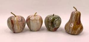 Juego de 4 Pisapapeles Piedra Mármol Manzanas y Peras Decorativo - Imagen 1 de 5