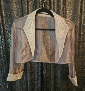 New Size S Cropped Sheer Jacket Blazer Cropped Embroidrry womens top-dx1240 - Picture 1 of 6