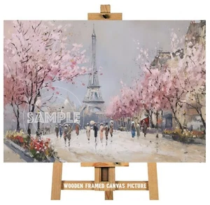 PARIS CITYSCAPE CANVAS PICTURE FRAMED WALL ART ABSTRACT SHABBY CHIC PRINT #21 - Picture 1 of 12
