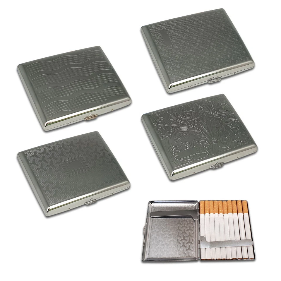 Zigarettenetui 100 | Silber Design Dekor | für lange Zigaretten 10 cm | 100 mm - Bild 1 von 4