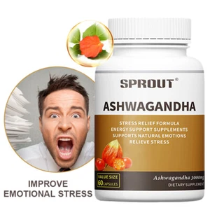 Ashwagandha 3000 mg Stressabbau-Formel Stimmungs- und emotionale Unterstützung - Bild 1 von 6