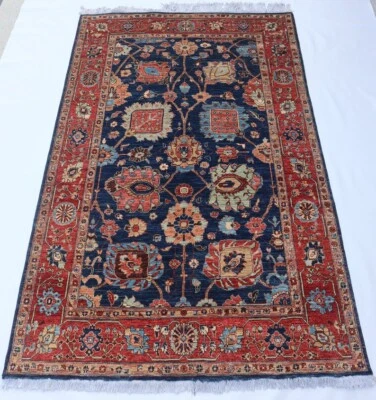 Antique Modern Oushak in Navy Blue Hand-knotted Carpets & Rugs for living area - Image 1 of 4