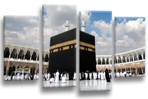 Gran impresión de arte islámico Hajj Meca Haram Kaaba enmarcado panel de imágenes de lienzo dividido - Imagen 1 de 5