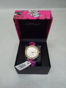 Neu Ed Hardy Eagle Damenuhr pink Silikonarmband 38 mm Boot Tauchen UVP 85 $ - Bild 1 von 4