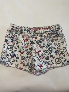 Justice Jean Shorts Girls 16R Graffiti/patriotic - Picture 1 of 10