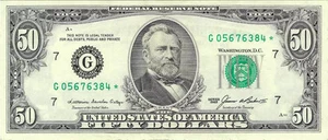 1985 $50 Small Size Federal Reserve Star Note 2122-G* - Picture 1 of 2