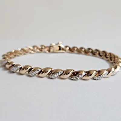 Ross-Simons Sterling Silver & Diamond Gold Tone Tennis Bracelet 7.5" - Image 1 of 4