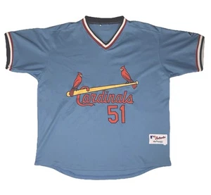 St. Louis Cardinals Blue Willie McGee #41 Majestic Hardwood Jersey 4XL NL Patch - Picture 1 of 9