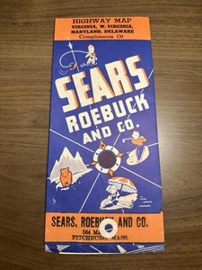 1930s Sears Roebuck & Co Road Map: Virginia W Virginia Maryland Delware USED - Picture 1 of 2