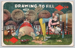 Postcard Drawing to Fill Beer Wine Humor - Drinking Drunk Comic - Playing Card - Picture 1 of 2