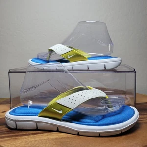 Nike Comfort Footbed Flip Flops Sandals Women's 8 Blue/Yellow Beach Pool Travel - Picture 1 of 11