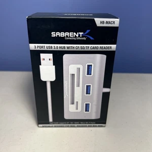New! Sabrent Premium 3 Port Aluminum USB 3.0 Hub with Multi-in-1 Card Reader - Picture 1 of 13