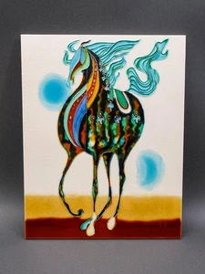 Wayne Gao Caballo Grande Esmaltado Cerámica Elevada Arte de Pared Azulejo Placa - Imagen 1 de 9
