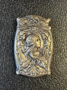 Antique GORHAM Art Nouveau Sterling Silver Match Safe Repousse Woman Jugendstil - Picture 1 of 16