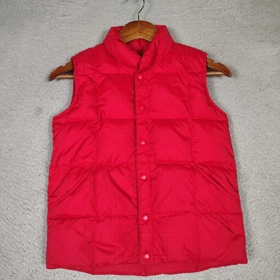 Colete acolchoado Lands End meninos/meninas pequeno 7-8 vermelho botão frontal - Imagem 1 de 4