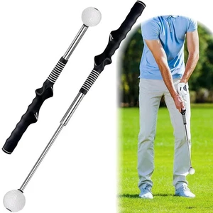 Retractable Golf Swing Aid w/Rhythm Click Sound Golf Grip Trainer Speed Training - Picture 1 of 12