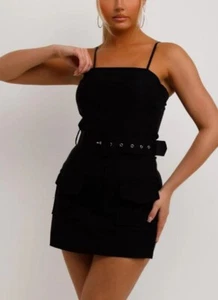 Womens Belted Playsuit Ladies Combat Cargo Pocket Sleeveless Strappy Skort Set - Bild 1 von 6