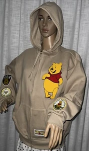 Disney Winnie The Pooh Women's Full Zip Long Sleeve Hoodie Patches Size L NEW  - Picture 1 of 12