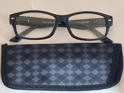 Foster Grant - Hugo Black - Men's Reading Glasses - Sprung Hinges + Free Case