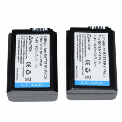 2X NP-FW50 Battery Fr Sony Alpha NEX-3 3D 3DW 3K 5K NEX-3C NEX-5 5DB 5HB A55 A33 - Image 1 of 4