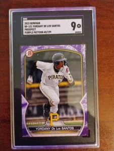 2023 Bowman #BP-121 Yordany De Los Santos Prospects Purple Pattern SGC 9 Mint - Picture 1 of 2