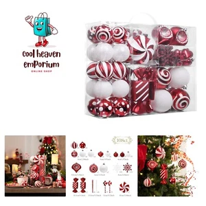 Christmas Ornaments Set, 108ct Candy Cane Red and White Shatterproof Christma... - Picture 1 of 7