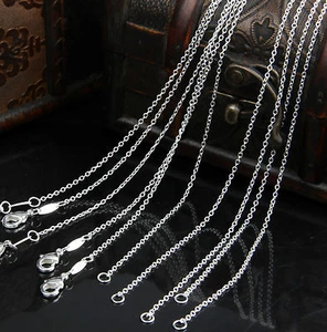 Wholesale Bulk 1MM Silver Plated Chain Necklace Round Rolo Chain Lobster Clasp - Picture 1 of 6